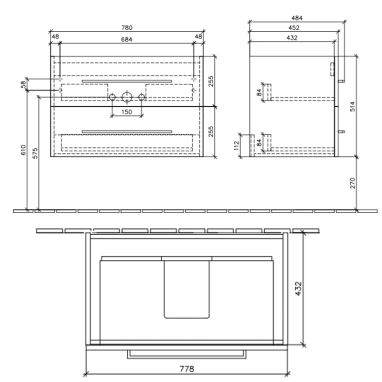 VILLEROY&BOCH Тумба с умывальником подвесная Avento (4156A891)